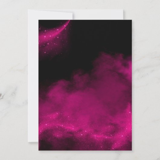 Zwart en Roze Glitter Afstudeerfeest Kaart (Achterkant)