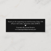 Zwart en roze glitter chique penseelstreek dank u mini visitekaartje (Achterkant)