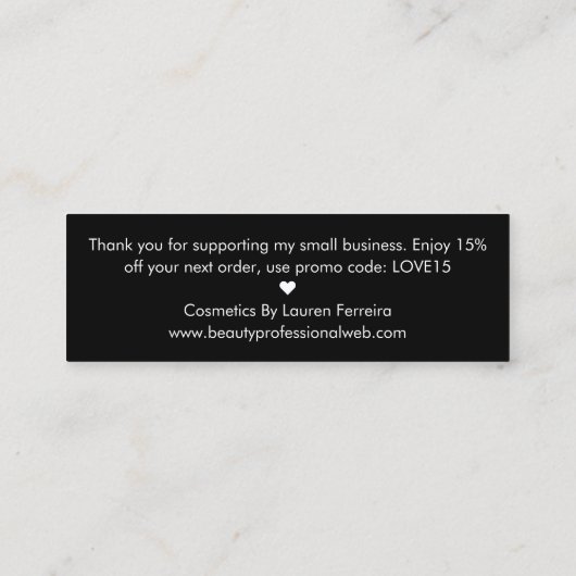 Zwart en roze glitter chique penseelstreek dank u mini visitekaartje (Achterkant)