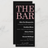 Zwart en Roze Glitter Drinken Menu voor The Bar (Voorkant / Achterkant)