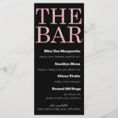 Zwart en Roze Glitter Drinken Menu voor The Bar (Voorkant)