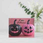 Zwart en Roze Glitter Halloween Wenskaart Briefkaart (Staand voorkant)