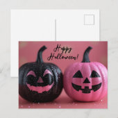 Zwart en Roze Glitter Halloween Wenskaart Briefkaart (Voorkant / Achterkant)
