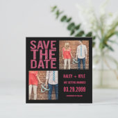 Zwart en roze glitter sparen de Datum Fotokaarten Save The Date (Staand voorkant)