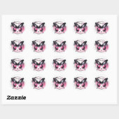 Zwart en Roze Glitter Vlinder - Dank u - Ronde Sticker (Vel)