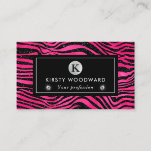 Zwart en roze glitters Tijgerstrepen patroon Visitekaartje