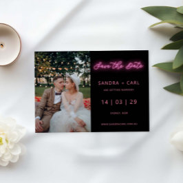 Zwart en roze gloed licht Bespaar de datum Kaart