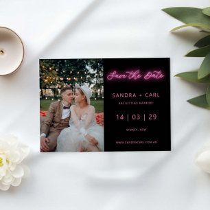 Zwart en roze gloed licht Bespaar de datum Kaart