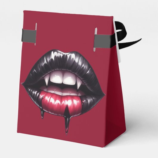 Zwart en Roze Gotische Bloedende Tanden Favor Doze Bedankdoosjes (Achterkant)