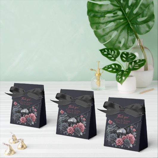 Zwart en Roze Gotische Bruiloft Paar Bedankdoosjes (Meervoudige)