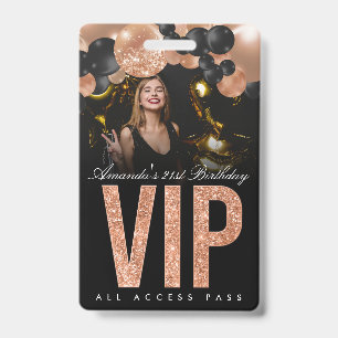 Zwart en Roze Goud Aanpasbare VIP All Access Badge
