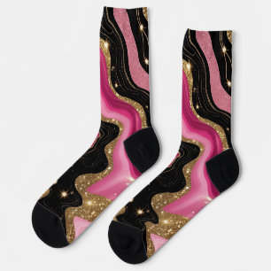 Zwart en roze Goud Agaat Sokken