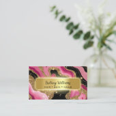 Zwart en roze Goud Agate Visitekaartje (Staand voorkant)