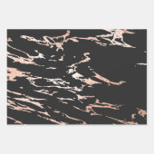 Zwart en roze goud marmer look inpakpapier vel (Voorkant 3)
