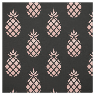 Zwart en roze gouden ananas stof per meter