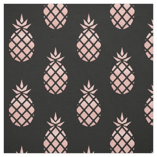 Zwart en roze gouden ananas stof per meter (Swatch)