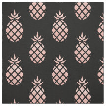 Zwart en roze gouden ananas stof per yard