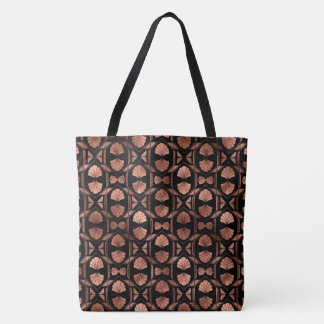Zwart en roze gouden Art Deco grote schoudertas Tote Bag