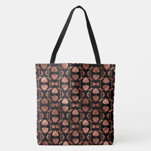 Zwart en roze gouden Art Deco grote schoudertas Tote Bag (Voorkant)