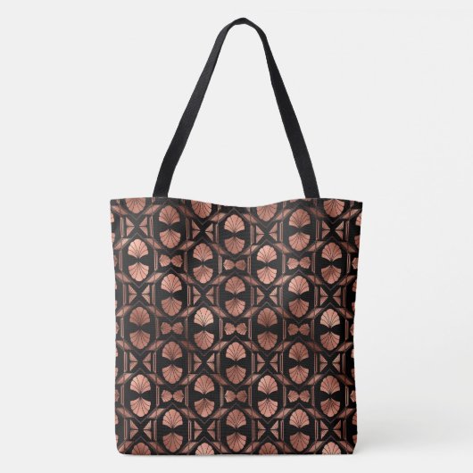 Zwart en roze gouden Art Deco grote schoudertas Tote Bag (Achterkant)