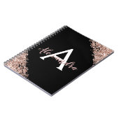Zwart en roze gouden folie glitters monogram journ notitieboek (Linkerzijde)