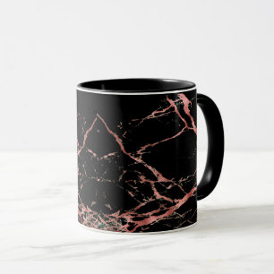 Zwart en roze gouden marmeren koffiemok mok