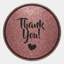 Zwart en Roze Gouden Nep Glitter Bedankt Ronde Sticker
