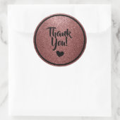 Zwart en roze gouden nepschitter bedankt ronde sticker (Tas)