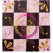 Zwart en Roze Grafische Kunst, Mystic Checkerboard Douchegordijn (Voorkant)