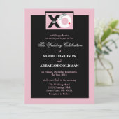 Zwart en roze grappige trouwkaarten kaart (Staand voorkant)