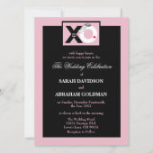 Zwart en roze grappige trouwkaarten kaart (Voorkant)