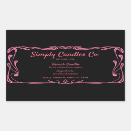 Zwart en Roze Grens Kaars Jar Labels