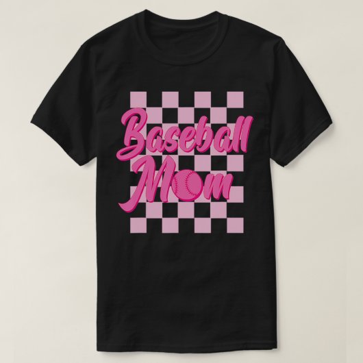 Zwart en roze grid sport moeder mama speler t-shirt (Design voorkant)