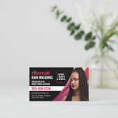 Zwart en Roze Haar Vlechtende Salon Foto toevoegen Visitekaartje (Staand voorkant)