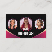 Zwart en Roze Haar Vlechtende Salon Foto toevoegen Visitekaartje (Achterkant)