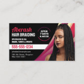 Zwart en Roze Haar Vlechtende Salon Foto toevoegen Visitekaartje (Voorkant)