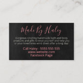 Zwart en roze handgemaakte spa-bath & body visitekaartje (Achterkant)
