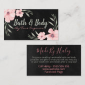 Zwart en roze handgemaakte spa-bath & body visitekaartje (Voorkant / Achterkant)
