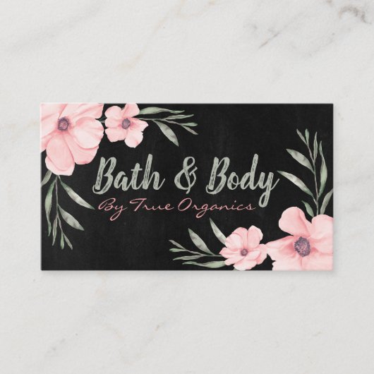 Zwart en roze handgemaakte spa-bath & body visitekaartje (Voorkant)