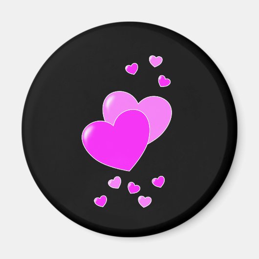 Zwart en roze harten magneet (Voorkant)