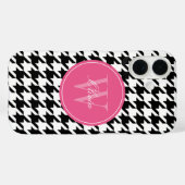 Zwart en Roze Houndstooth Patroon Monogram Case-Mate iPhone Case (Achterkant (horizontaal))