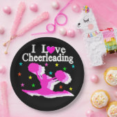 ZWART EN ROZE IK HOU VAN CHEERLEADER PAPIEREN BORD (Feest)