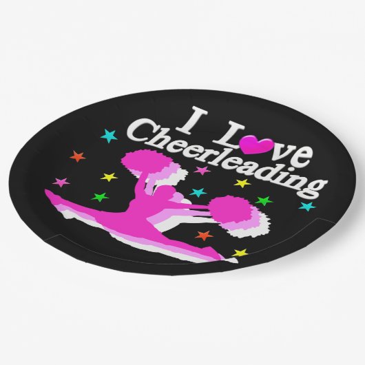 ZWART EN ROZE IK HOU VAN CHEERLEADER PAPIEREN BORD (Gekanteld)