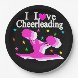 ZWART EN ROZE IK HOU VAN CHEERLEADER PAPIEREN BORD
