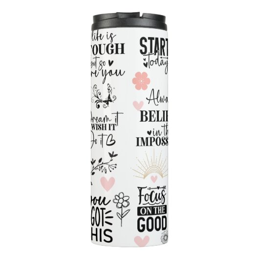 Zwart en Roze Inspirerend Thermosbeker (Achterkant)