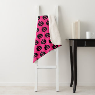 Zwart en roze Jack op Lantaarns Fleece Deken