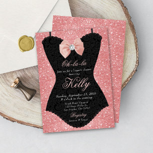 Zwart en roze kant korset bruids lingerie feest  kaart