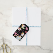 Zwart en roze kinderen verjaardagscadeau labels cadeaulabel (Met Touw)