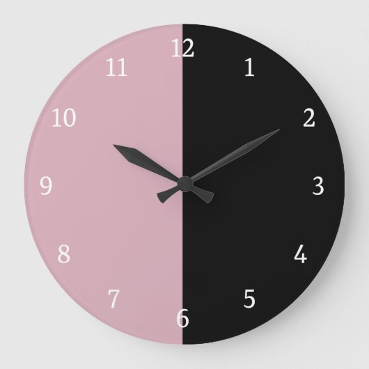 Zwart en roze kleurenblok grote klok (Voorkant)