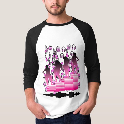Zwart en Roze Kleurrijk Ontwerp T-shirt (Voorkant)